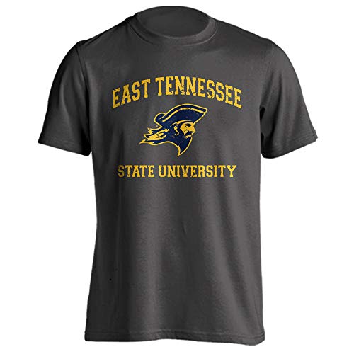 Sport Your Gear East Tennessee State University Buccaneers ETSU Distressed Retro Logo Short Sleeve T-Shirt (Charcoal - XL)