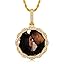 834 Gold small sun pendant with rope chain]