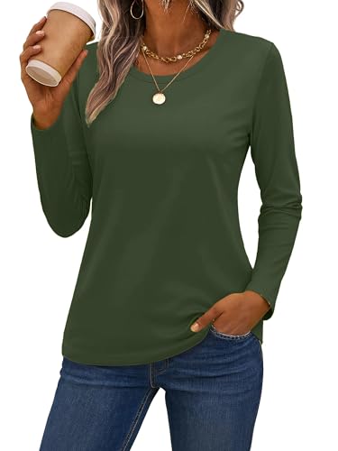 CNFUFEN Women's Casual T-Shirt - Lightweight Loose Fit Top, Green XX-Large
