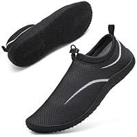 Water Shoes Beach Shoes Swim Swimming Aqua Socks Barefoot for Sea Pool Quick Dry Lightweight Breathable Adjustble Surf Dive Women Men(Drawstring Line Black 45 EU/10.5 UK)