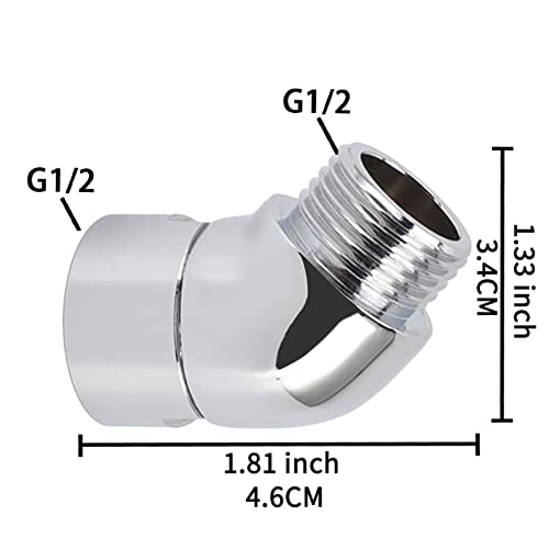 Pwshymi Shower Elbow Adapter, 135 Degrees Shower Arm Adapter G1/2in Thread Shower Hose Connector for Hand Shower - Image 4