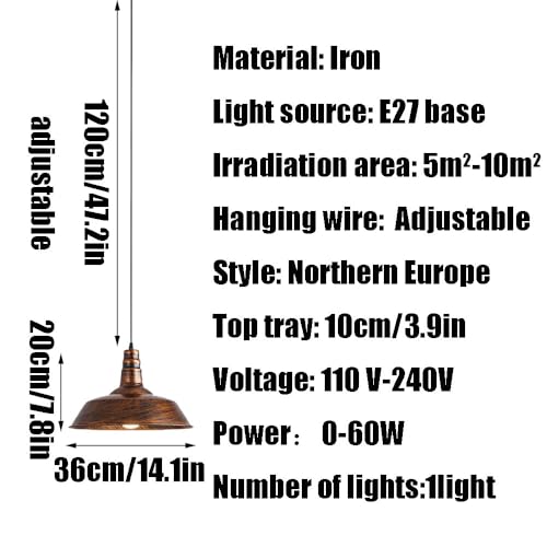 Suspension style industriel E27 luminaire fer café
