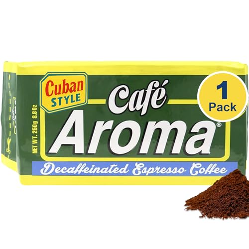 Comparison: Cafe Bustelo Decaf 9 Café Aroma Decaf Dark Roast Espresso Ground Coffee, Authentic Cuban Style Coffee, Vacuum Sealed, 8.8oz, Perfect for Hot and Iced Coffee, 1-Pack