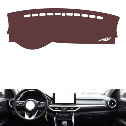 Leather Dash Board Cover mat Compatible with Kia K3 (Cerato) 2019 ，Anti-Glare and dust Protector(Brown)