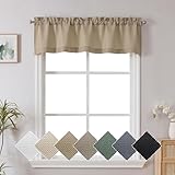 Chyhomenyc Camel Faux Linen Slub Textured Semi Sheer Small Window Kitchen Valance Curtain, Rod Pocket Cafe Valance for Bathroom Laundry Basement, 60Wx14L inch, 1 Piece