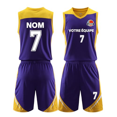 Maillot de basket personnalisé enfant homme femme avec logo club et numérotation