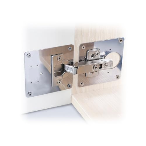 Daimann Kit 16 Piastre di Riparazione per Cerniere Mobili con 64 Viti - Staffe in Acciaio Inox Rinforzato per Ante Armadio, Cucina e Porte - Soluzione per Legno Danneggiato e Fori Allargati