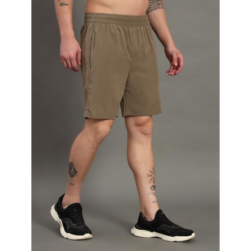 Image of ATICX Polyester Shorts for Men - Quick Dry Lightweight with Zipper Pockets - Gym, Running, Jogging, Training Half Pants for Basketball, Swimming, Badminton, Cycling, Football, Outdoor & Home Wear