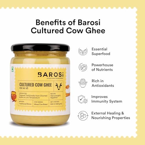 Image of Barosi Premium Cultured Desi Cow Ghee 3 Litre | Value Saver Family Pack | Vedic Bilona Method | Churned from Curd | Pure & Natural | Farm Made in Small Batches