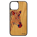 utaupia Cover Zebre per Apple iPhone 13 Mini Legno Silicone Nero e Bianco Smartphone Tattoo Tribale Africano Blu Cavallo Righe Made in France