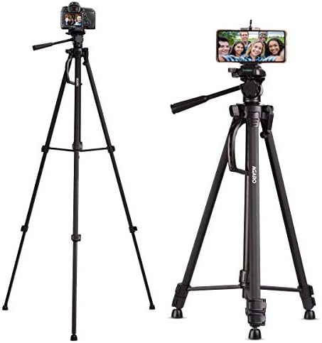 AGARO Adjustable Camera Tripod Stand with Mobile Phones Clip & Camera Holder, Supports Up to 3 Kgs, 66 inches (167 cm) Tall