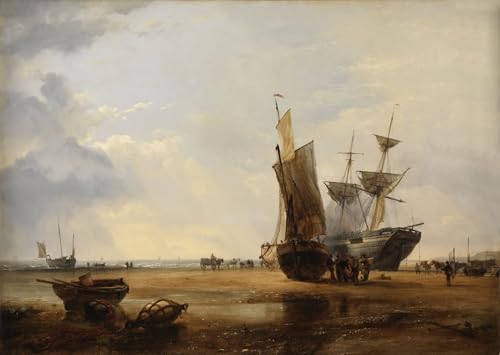 Affiche de navires sur les sables à Hastings par Cooke - Peinture graffiti 60x90cm