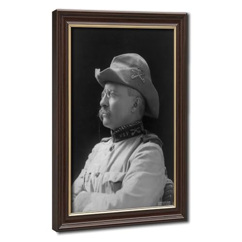 Impression sur toile Theodore Roosevelt portrait noir et blanc cadre suspendu 20x30 cm