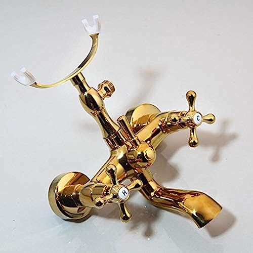 Robinets de baignoire et de douche dorés avec mitigeur à double boutons - 5