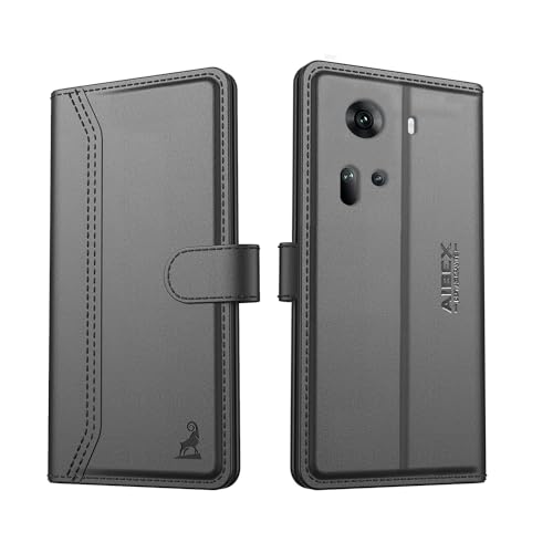 Image of AIBEX Compatible for Oppo Reno 11 5G Flip Cover Leather Finish with Magnatic Closure | Inside TPU with Card Pockets | Wallet Stand | Complete Protection Flip Case -Black