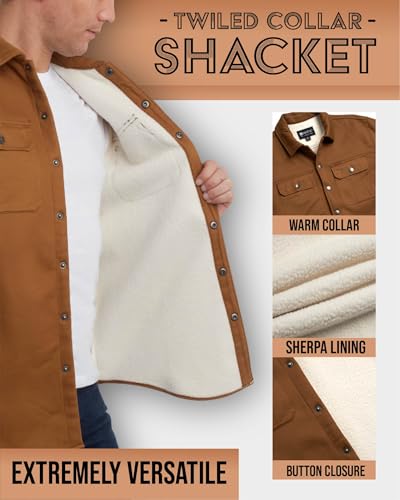 Matix Men's Button Down Shirt Jacket - Cozy Sherpa Lined Collared Shirt2