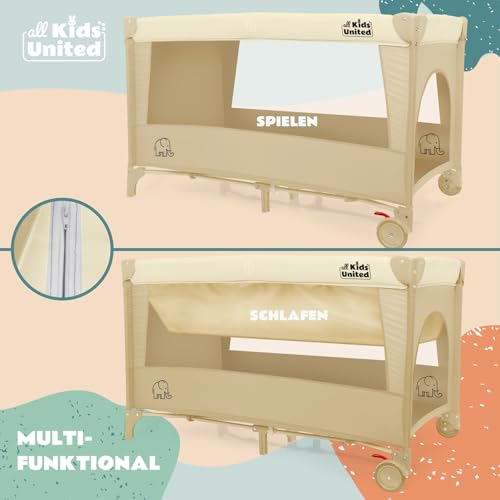 all Kids United® Cuna de Viaje para bebés - Centro para bebés Casa de Viaje Cuna con colchón, Cambiador, Juego de música y móvil (Beige) - imagen 7