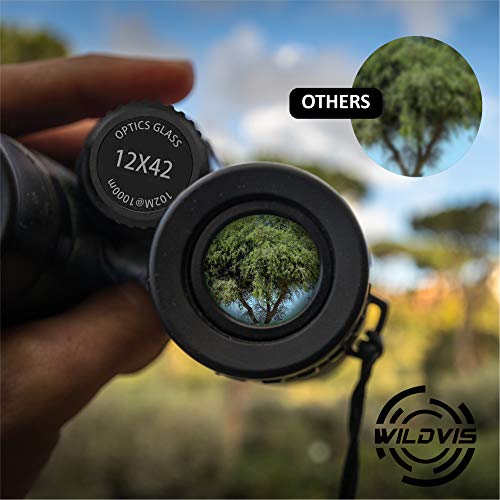 WildVis 12x42 Binoculars for Adults Compact Binocular Prism BAK4 FMC Lens Waterproof HD Binoculars for Bird Watching Hunting with Carrying Bag - Thumbnail 3