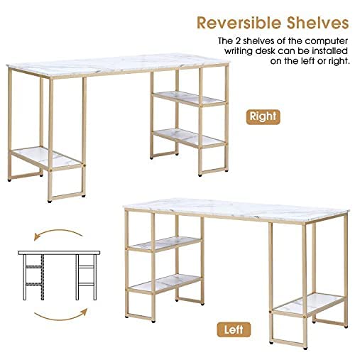 Ivinta Computer Desk With Shelves White Desk Office Desk With Cpu Stand Vanity Desk With Storage Modern Gaming Desk Study Writing Laptop Table #TOP5