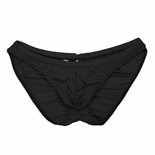 FEESHOW Men's Silky Bikini Briefs Bulge Pouch Underwear Swimwear Ruched Back2