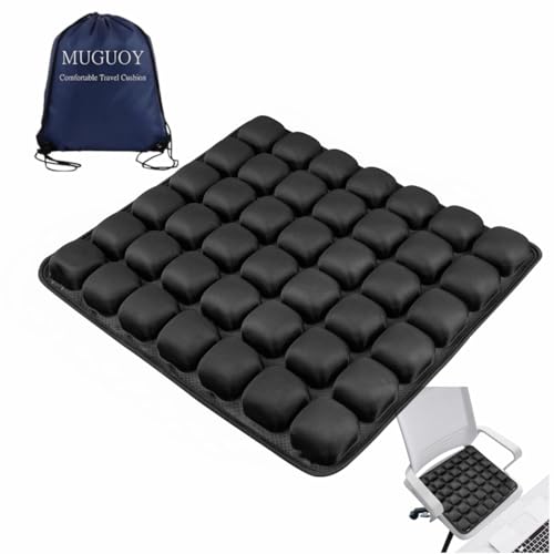 MUGUOY Travel Cushion Airplane Seat, Portable Airplane Seat Cushion for Long Flights,42 Bubbles Pressure Relief Inflatable seat Cushion for Air Travel