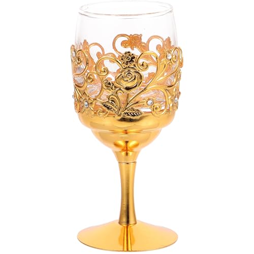 Baluue Copa De Vino Metálica y Vidrio Compacta, Vaso Para Licor Multifunción, Aleación De Aluminio y Cristal, Reutilizable Para Fiestas y Picnics, Taza Pequeña Para Bar, Copa De Licor 1 Unidad