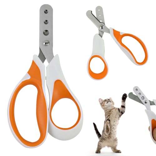 Image of Qpets Cat Nail Cutter, Cat Nail Clipper for Persian Cat, Cute Cat Nail Cutter with 3 Cutting Guarding Holes 1.5mm /2mm /3mm, Stainless Steel Cat Nail Trimmer Cat Nail Clipper Pet Nail Cutter