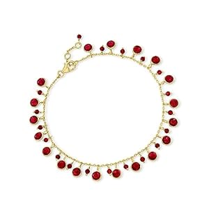 Ross-Simons 18.00 ct. t.w. Ruby Drop Anklet in 18kt Gold Over Sterling. 9 inches