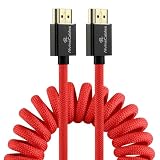 Alvin's Cables Cavo HDMI a HDMI 8K 2.1 8K@60Hz 4K@120Hz ad alta velocità per Atomos Ninja, per Sony FS5 FS7 FX9,BMPCC, per Canon C300 C500, cavo a spirale intrecciato Rosso