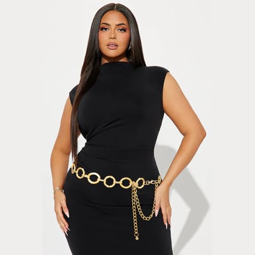 Women's Metal Waist Chain Gold Silver Chunky Belts for Dresses3