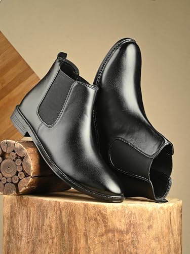 Image of AADI Men's Synthetic Leather Lightweight Comfortable Trendy Outdoor Casual Shoes Slip On Chelsea Boots