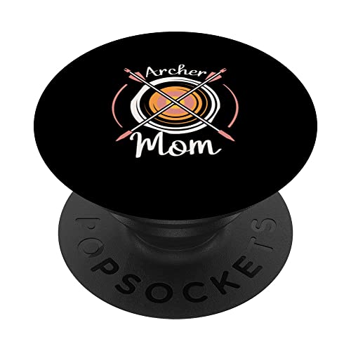 Archer Mom Bowmaster Archery Bow And Arrow Mothers Day PopSockets Swappable PopGrip, Black
