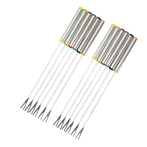 TOPBATHY 12 Pezzi In Acciaio Inox Forchetta Per Piatto Caldo Fonduta Di Cioccolato Forchetta Per Per Mescolare Caffè Forchette Per Fonduta Di Carne Forchette Per