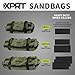 XPRT Fitness Workout Sandbag for Heavy Duty Workout Cross Training 7 Multi-positional Handles - Color Army Green/Black/Camo (Army Green Set of 3, Small+Medium+Large)