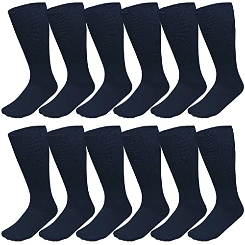 Falari Physicians Approved Diabetic Socks Crew Unisex 3, 6 Or 12-Pack (10-13, 12 Pairs Navy) #TOP2