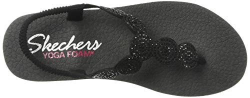 Skechers Women's Meditation-Stars & Sparkle-Circular Rhinestone Slingback Thong Flip-Flop, Black/Black, 10 M Us #TOP4