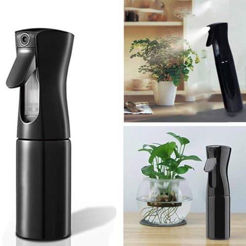 Image of Premium Continuous Mist Spray Bottle 300ml - Fine Mist Hair Spray Bottle, Leakproof & Refillable Water Sprayer for Hair Styling, Plants, Cleaning & Salon Use (Black)