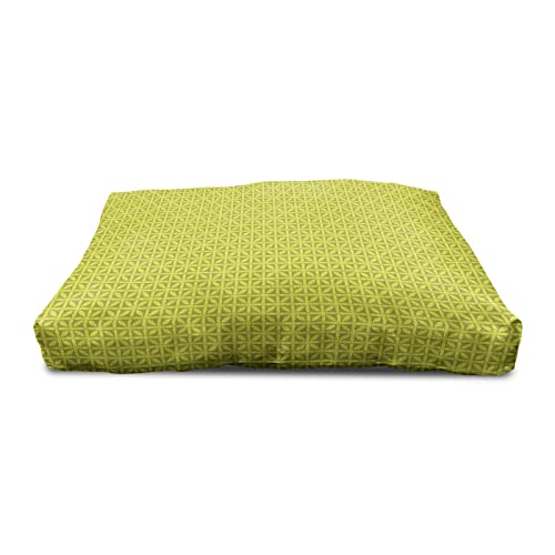 Ambesonne Checkered Wooden Dog House, Monochrome Geometric Motif Of Inner Flower Petals Nature Contemporary Boho Art, Indoor & Outdoor Portable Dog Kennel With Pillow & Cover, 2X-Large, Lime Green #TOP1