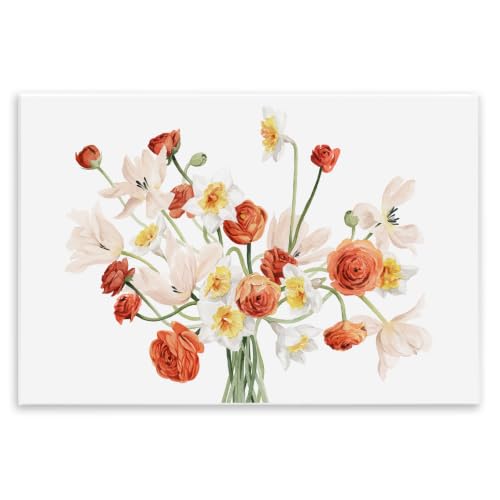 Minimal Floral Bouquet, 13 x 19 Inch Mounted Print on Wall Plaque