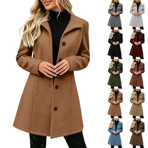 FPMLUXLL Womens Pea Coat Long Sleeve Single Breasted Warm Winter Jacket - image 1