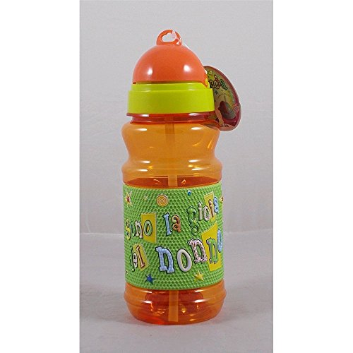 Borraccia sport in plastica con scritta a rilievo