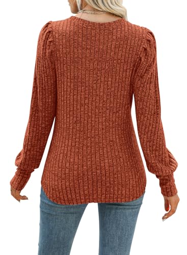 Image of MIHOLL Women's Puff Long Sleeve Shirts Casual Knit Blouses Crew Neck Elegant Tunic Tops