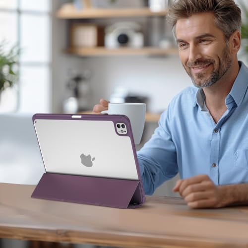 Image of ProCase for iPad Pro 13 Inch Case M5 2025 / M4 2024 with Pencil Holder | Smart Cover iPad Pro M5 M4 Case 18 Inch, Clear Transparent Back, Supports Touch ID, Auto Wake /Sleep