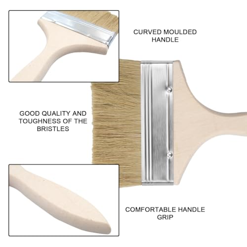 Miniatura 4 de 2 Pinceles De 10,5 Cm X 21 Cm Y 12,5 Cm X 21,5 Cm, Pincel Plano, Pincel Plano, Pincel De Barniz, Pincel De Madera Exterior, Pincel Plano Con Mango De Madera, Juego De Pinceles, Para Pintar, Pintar