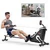Sunny health fitness flip foldable rowing machine for home wextended slide rail full body workout low impact optional extra long rail quiet rail cover water motion and free sunnyfit app  urban country home decor
