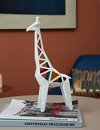 Haucoze Giraffe Sculpture Decor Animal Statue Polyresin Figurine Colorful Hollow 14 Inch #TOP1