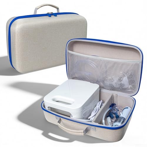 NiuLumea Sac de transport renforcé en nébuliseur pour Om-ron NE-C900 NE-C28C900N avec revêtement résistant à l'eau et couche intérieure douce pour l'entretien (GC-1036 blanc)