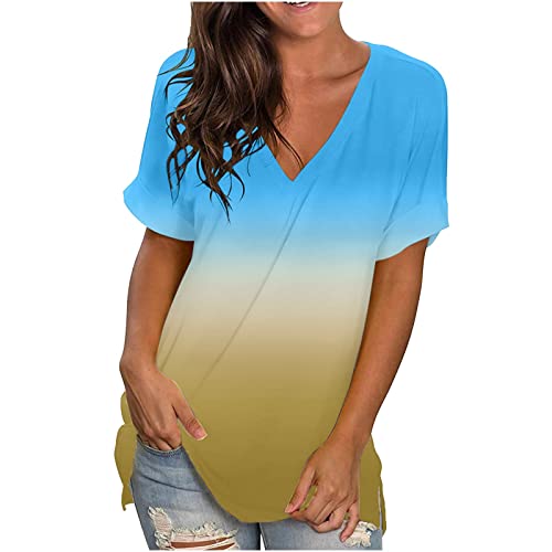 Dasayo Womens Tops 2023 Summer Casual T-Shirt Plus Size Fashion Short Sleeve Shirts Blouse Going Out Tunic Ladies Outfits #TOP27