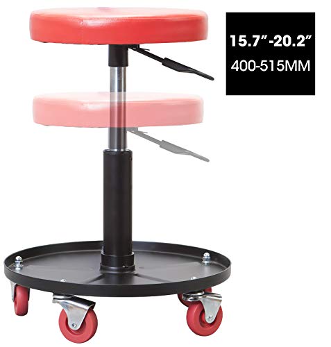 Tce Atrhl6201U Torin Heavy Duty Rolling Pneumatic Creeper Garage/Shop Seat: Padded Adjustable Mechanic Stool With Tool Tray Storage, Red #TOP1