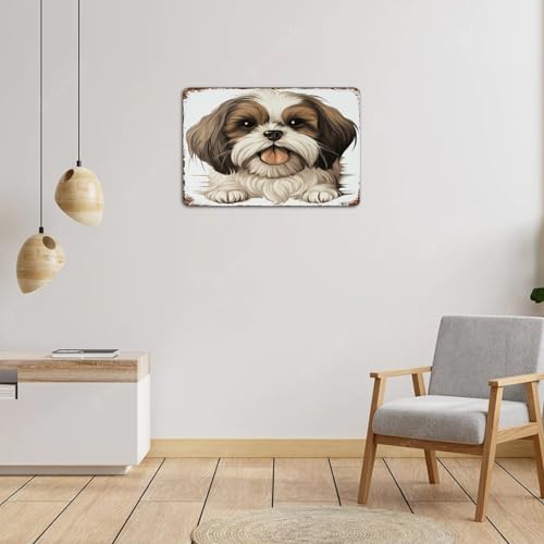 Panneau en métal Peeking Shih Tzu 30x45 cm pour décoration murale